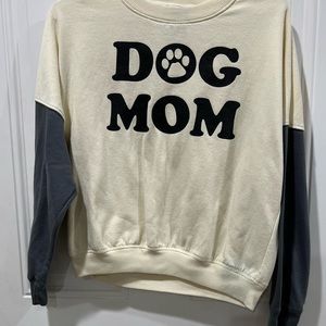 Dog mom sweatshirt beige/blue comfy size XS for women or XL in youths cute